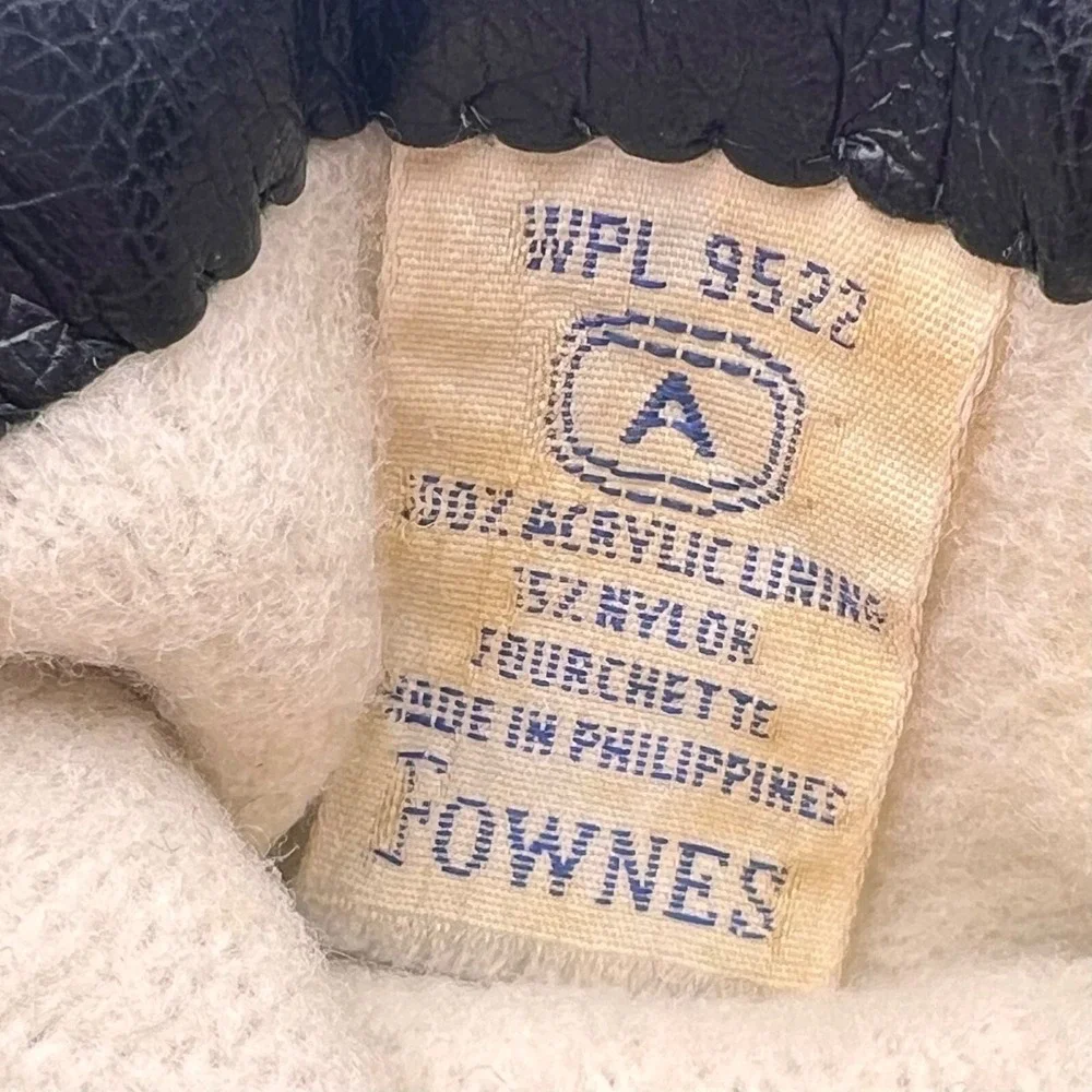 Vintage Fownes Gloves Women's Size A Black Faux Leather WPL‎ 9522 Fourchette